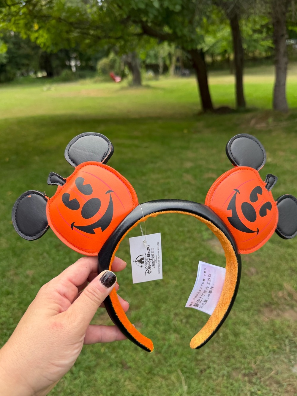 Shanghai Disney Mickey Pumpkin Halloween Ears Headband NWT
